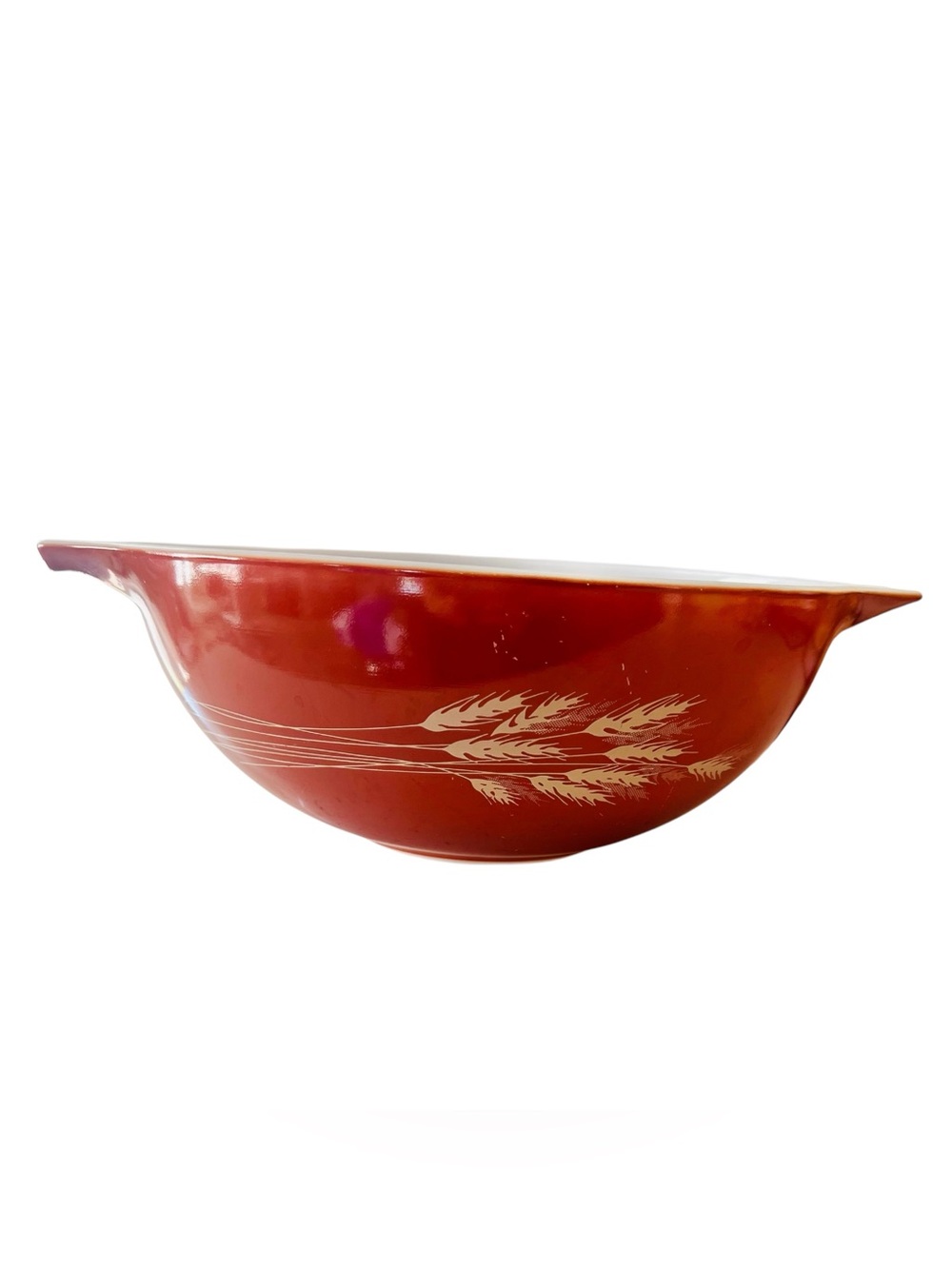 Vintage Pyrex Autumn Harvest #444 Cinderella Mixing Bowl 4 Qt Rust Orange Wheat